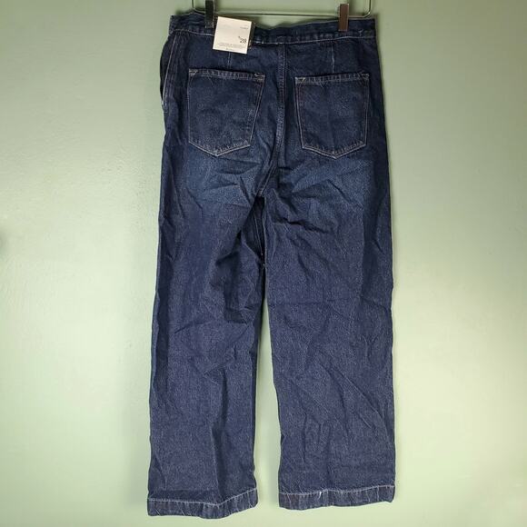 Kancan Womens Ultra High Rise Dark Wash Flat Front Wide Leg Denim Jeans Size 28 - Picture 2 of 7